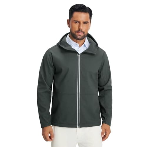 M MAELREG Mens Fleece Lined Hooded Jacket Thermal Winter Softshell Jacket Warm Coat Full Zip Travel Workout Casual - Image 1