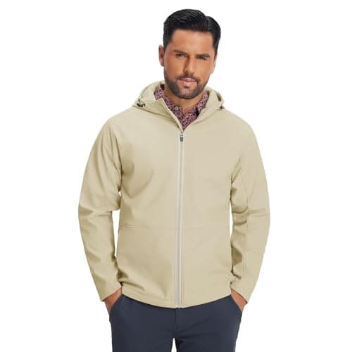 M MAELREG Men's Lightweight Softshell Jacket with Hood Fleece Lined Water Resistant Windbreaker Jacket for Hiking - Image 1