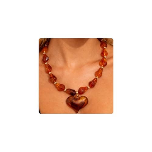 FILMOON Chunky Big Heart Necklace for Women Exaggerated Statement Puffy Heart Pendant Necklace Acrylic Resin Beaded Choker Jewelry Gift - Image 1