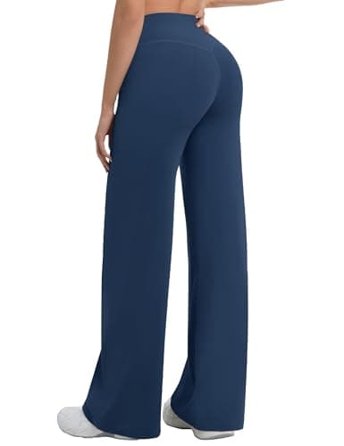 AVAMO Straight Leg Workout Leggings No Front Seam High Waist Butt Lifting Leggings for Women Stretch Yoga Gym Pants Ocean Blue - Image 1