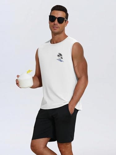 Gentlewarm White Tank Top Men Sleeveless Quick Dry Workout Tank Tops Hawaiian Running Muscle Beach Shirts - Thumbnail 6