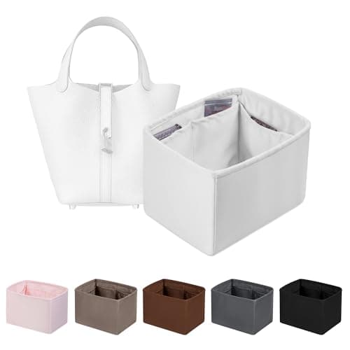 Purse Organizer Insert for Picotin 18/22, Satin Bag Organizer for Woman, Soft & Lightweight Purse Essentials, Ideal for Travel, Shopping, and Daily Use, Multiple Pockets(PC 18, Beton) - Image 1