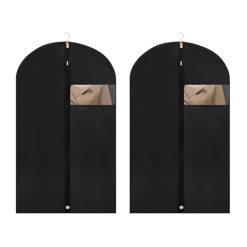 Dntorx 2 Pack Garment Bags with Clear Window, 45" Clothes Covers with Zipper, Transparent Hanging Suit & Coat Covers for Closet Storage, Jackets, Dresses, Windbreakers - Image 1