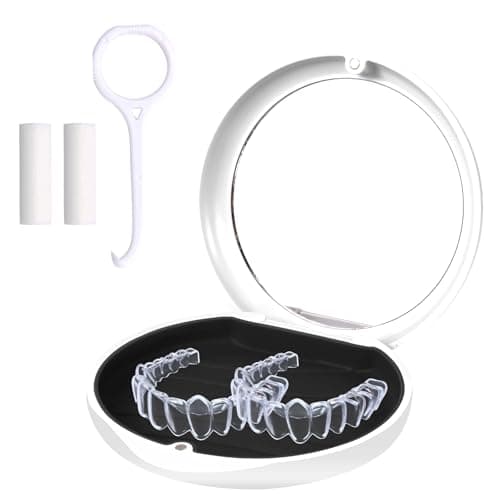 ACSKD Aligner Case with Mirror, Slim Retainer Case Travel-Friendly Dental Storage Box Compatible with Invisalign Braces, Night Guards,Includes 1 Remover Tool & 2 Chew, White