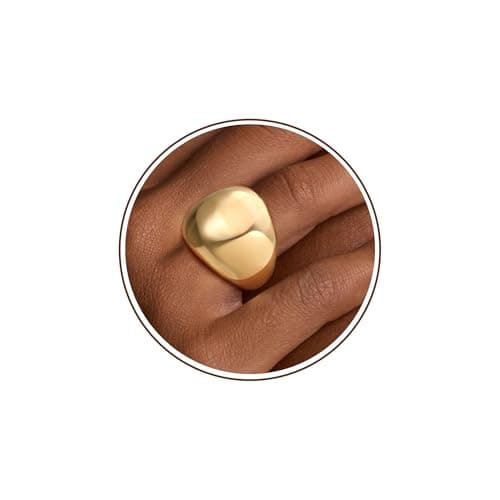 Sistble Chunky Gold Rings Gifts for Women 14K Gold Plated Statement Rings Stackable Dome Thumb Pinky Gold Rings Size 7 Jewelry Birthday Anniversary Christmas Stocking Stuffers for Women teens - Image 1