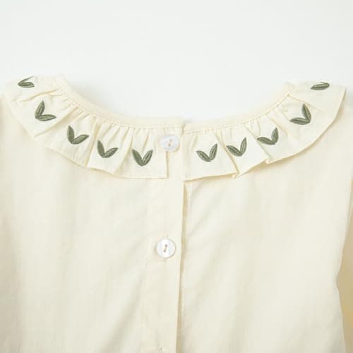 Curipeer Little Toddler Girl Long Sleeve Smocked Dress Girls Cotton Floral Smocked Playwear Dress in Fall and Spring Apricot 7T - Thumbnail 5