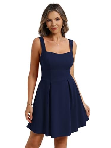 Belle Poque Women Graduation Dress with Pockets Short Bow Cocktail Party Dresses Formal A Line Mini HOCO Dress Navy Blue L - Thumbnail 6
