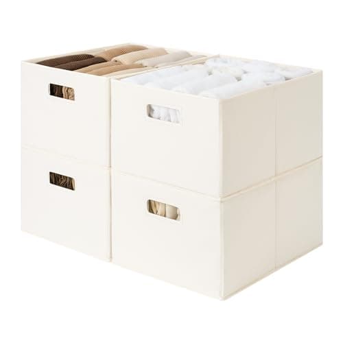 StorageWorks Fabric Storage Bins for Shelves, Closet Organizers and Storage Baskets, Closet Storage Bins with Cutout Handles, Large, 4-Pack, Ivory - Image 1