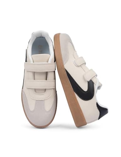 Tigeridea Walking Shoes for Women Sneakers Beige Hook and Loop Lightweight Breathable Shoes Closed Toe Comfort Tennis Sneakers for Women Size 8 - Image 1