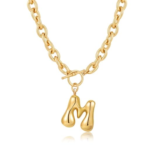 MIJENITI Statement Necklace for Women - Chunky Gold Statement Necklace for Women, Letter M Jewelry Fashion Gold Jewelry - Image 1