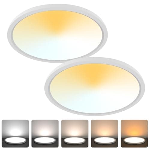 Aialun 16/20/24W Led Ceiling Lights Flush Mount, 0.67" Super Slim 12 Inch Ceiling Lights Dimmable, 2700K-6500K 5 Color Selectable Close to Ceiling Light fixtures for Bathroom, Kitchen, Hallway, 2 Pack - Image 1