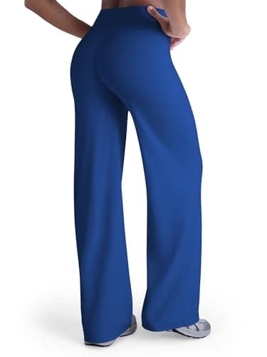 Sunzel Butt Lifting Wide Leg Yoga Pants Women No Front Seam Tummy Control High Waist Booty Gym Workout Straight Leg Bottoms 33" Inseam Classic Blue X-Small - Image 1