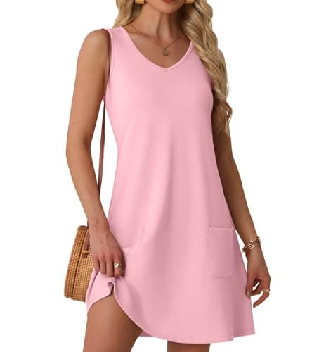 Lepunuo Summer Dresses for Women Casual V Neck Sleeveless Tank Dresses Beach Vacation Sundresses - Image 1