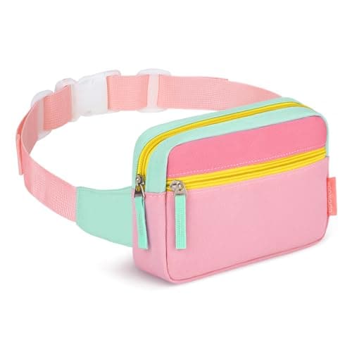 WOOMADA Fanny Pack, Crossbody Bag Waist Bag with Adjustable Waistband, Cute Belt Bag for Gifts(Turquoise&Pink) - Image 1