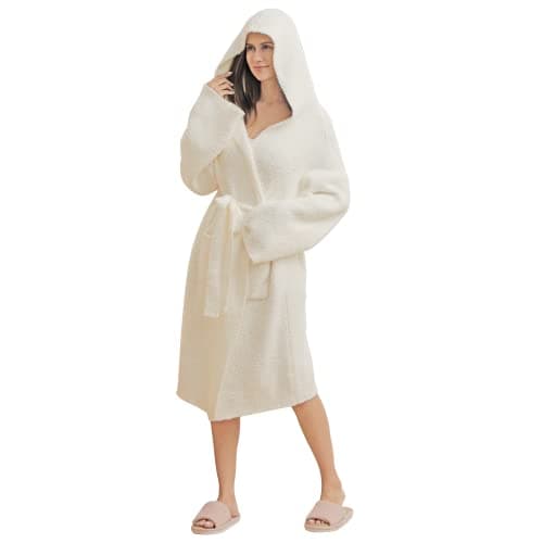 bearberry Women's Plush Bathrobe for Lounging – Ultra Soft Lightweight Cozy Hooded Robe with Pockets, Perfect Comfort for Bedroom, Spa & Relaxation, Thoughtful Gift for Mom Wife Girlfriend - Image 1
