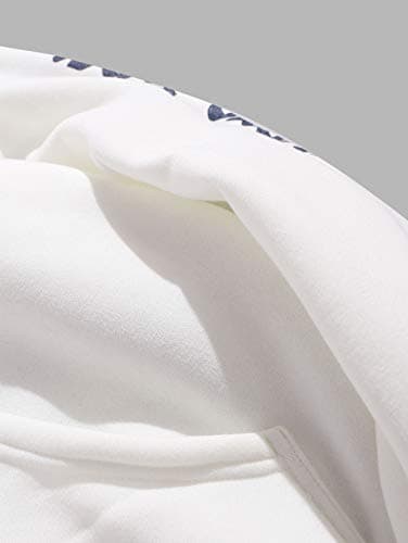 ZAFUL Mens Graphic Hoodies Essentials Hoodie Fleece Rose Letter Print Casual Drawstring Unisex Hooded Pullover Sweatshirt - Thumbnail 2