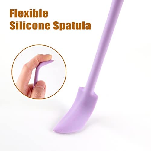 Silicone Spatula Set (6Pcs) - Mini Scraper Tool for Beauty & Food - Reach Every Last Drop, Multi-Size Spatulas for Makeup Jars, Lotion Bottles & Kitchen Containers​ (Blue and purple) - Thumbnail 4