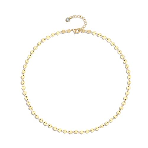 LOYATA Gold Coin Choker Dainty 14K Gold Plated Sequin Chain Choker Necklace Tiny Coin Disc Tattoo Necklace Jewelry Gift for Women - Image 1