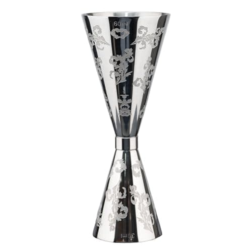 Jigger for Bartending, Cocktail Jigger 30ml 60ml with Measurements Inside, 304 Stainless Steel Jigger, bar Accessories, Cocktail Measuring Cup, Silver, Etched - Image 1