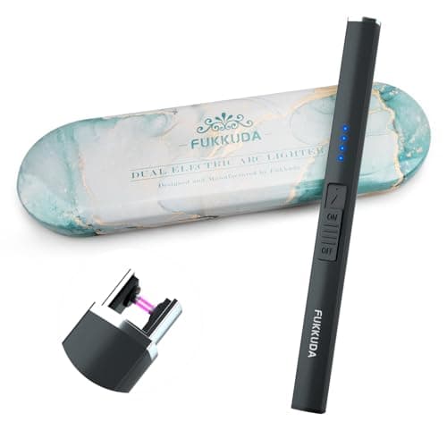 FUKKUDA Electric Candle Lighter with Gift Box - USB Rechargeable Windproof & Flameless Plasma Arc Lighter for Candles, Ocean Box Obsidian Black - Image 1