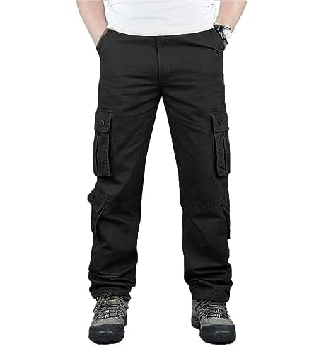 BAYAMO Mens Cargo Pants Outdoor Hiking Casual Pant Military Fatigue Ripstop Pant with 8 Pockets (Black,32) - Image 1