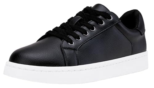 Vepose Women's Black Walking Casual Sneakers, Dressy Arch Support Comfortable Low Top Tennis Lace up 8003 Shoes, Size 7.5M US, (CJY8003 Black 07.5) - Image 1