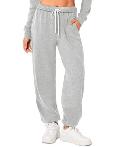 HeSaYep Women's Sweatpants Baggy High Waist Drawstring Casual Loose Sweatpants Cinch Bottom Comfy Lounge Sweat Pants with Pockets Grey XXL - Image 1