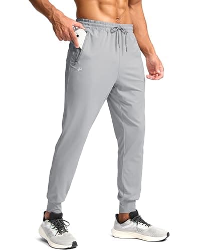 Pudolla Men's Lightweight Sweatpants with Pockets Ultra 4-Way Stretch Joggers Gym Workout Runing Athletic Track Pants(Silver Grey XXL) - Image 1