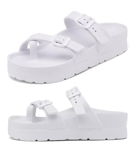 Haifago Women's Platform Sandals with Arch Support, Adjustable Toe Loop Strap Slides Beach Summer Essential Thong Sandals Comfortable Lightweight - Image 1