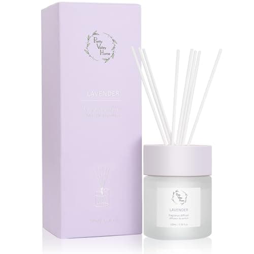 Reed Diffuser Set, Pretty Valley Home Diffuser 100Ml / 3.38fl OZ Gift Box - Includes Reed Diffuser Sticks, Fragrance Oil, and Glass Bottle for Bathroom Office Living Room Decor (Lavender) - Image 1