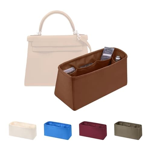 Women's Purse Organizer Insert - Satin & Lightweight Fabric with Inside Pockets, Portable for Commute, Travel, Shopping, and Evening, Multicolor Options, Fits for Kelly 32(Gold, KL32 Retourné) - Image 1