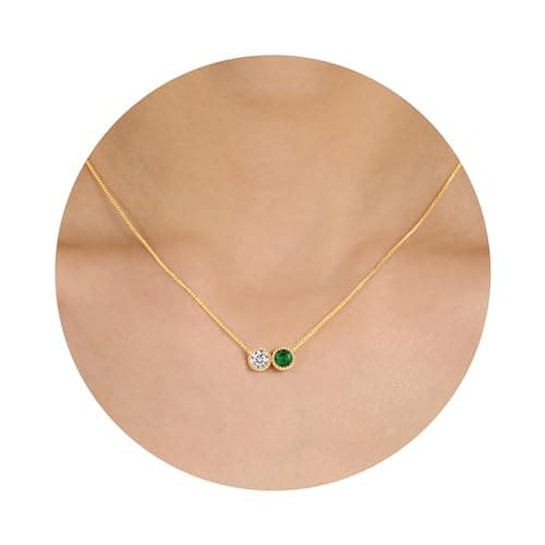 Sistble Birthstone Necklace for Women Birthday Gift Emerald Necklace 14K Gold April Birth Stones Necklaces for Women Gifts for Teen Mothers Day Jewelry - Image 1