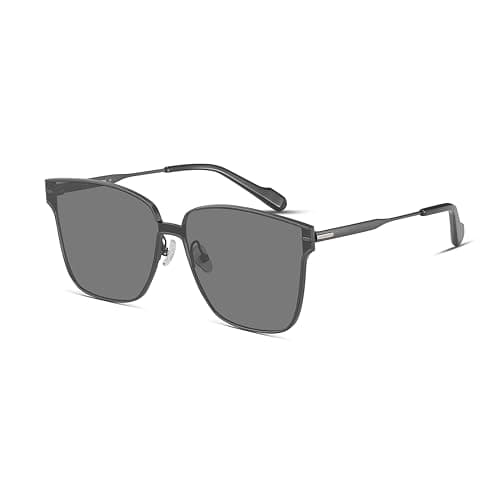 MUJOSH Futuristic Oversized Sunglasses for Men Women, One-Piece Goggle Style Shades for Driving, Party & Fashion Accessories, Charcoal Grey, Exclusive Eyewear Brand of EssilorLuxottica - Image 1