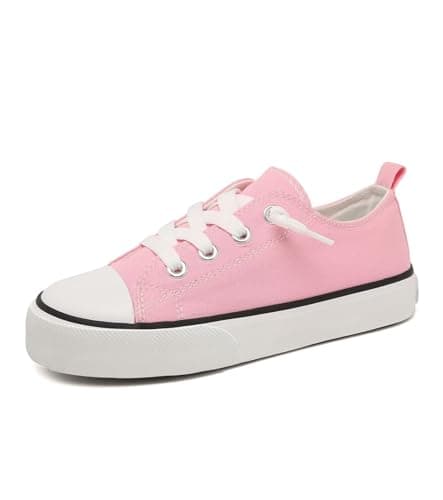 Toddler Little Kid Cushioned Canvas Shoes Slip On Sneakers Soft and Durable Pink - Image 1