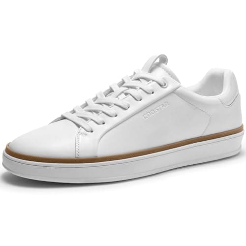 Coostar Mens Casual Shoes Comfortable Dress Sneakers Classic Lace-up Shoe Lightweight White Size 10 - Image 1