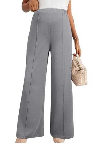 BLENCOT Women's Maternity Pants Spring Adjustable High Waisted Wide Leg Pregnancy Trousers Office Clothes Stretch Maternity Dress Pants with Pockets Grey S - Thumbnail 6