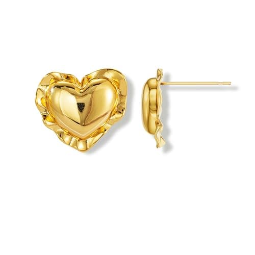 Freekiss Chunky Gold Heart Stud Earrings for Women,14K Gold Plated Irregular Heart Love Drop Earrings,Trendy Bold Geometric Jewelry Gift - Image 1