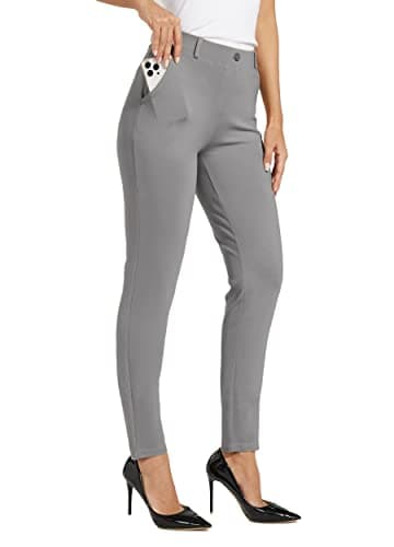 Willit Women's Yoga Dress Pants Skinny Work Slacks Leggings Slim Fit Stretch Office Business Casual Pants Pockets 27" Graphite Grey L - Image 1