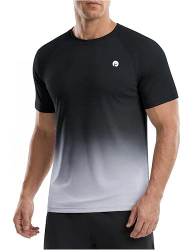 PINSPARK Crewneck Workout Shirts for Men Quick Dry Running Athletic Tee Shirts Mens Lightweight Short Sleeve Casual Basic Tops S - Image 1