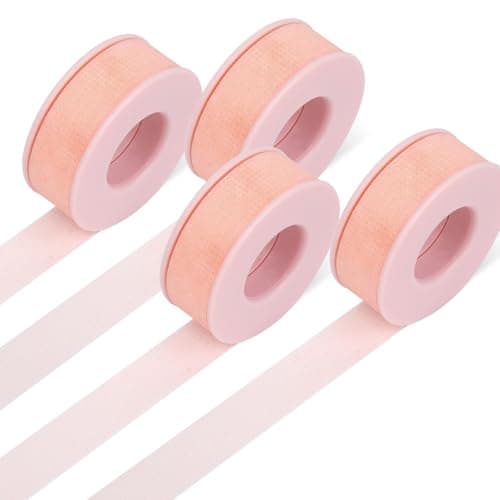 Obeyalash 4 Rolls Lash Extension Tape - Eyelash Tape for Lash Extensions Micropore Tape Silicone Gel Tape Green Blue Pink Medical Tape for Lashes, Makeup, Wound Care, Sensitive Skin (4PCS Pink) - Image 1