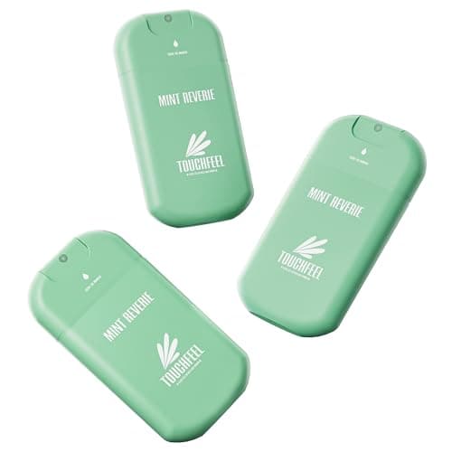 TOUCHFEEL Travel Hand Sanitizer Spray - Refillable Scented Hand Mist with Hydrating Formula - Non-Sticky, 99.9% Effective Antibacterial Spray for Travel, School & Office - 3-Pack(Mint Reverie)