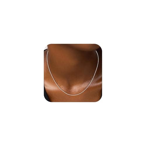 Goldegg Silver Necklace for Women Box Chain, 1mm 925 Sterling Silver Box Chain Necklaces for Women Jewelry Gifts(16 Inches) - Image 1