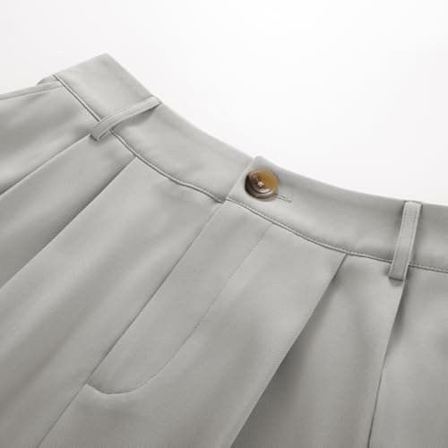Belle Poque Vintage Skirt Below Knee Length Flowy A Line Office Skirts for Women Trendy Light Grey 2XL - Thumbnail 3