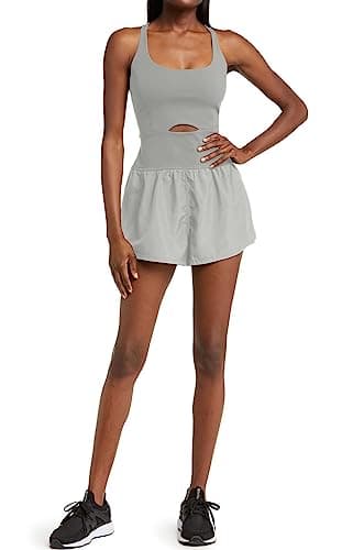 YOAKUKA Womens Workout Rompers Running Outfits Padded Bra Tennis Exercise Jumpsuits Gym Clothes - Thumbnail 3