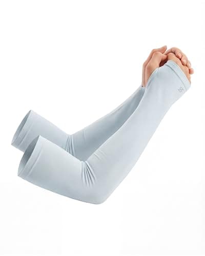 Stelle Sun Protection Cooling Arm Sleeves with Thumb Holes Golf Sport UV Arm Covers Gardening Outdoor (Light Blue,L) - Image 1