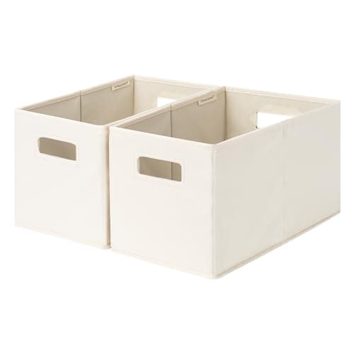 StorageWorks Fabric Storage Baskets for Shelves, Closet Organizers and Storage Bins, Collapsible Storage Bins with Cutout Handles, Medium, 2-Pack, Ivory - Image 1