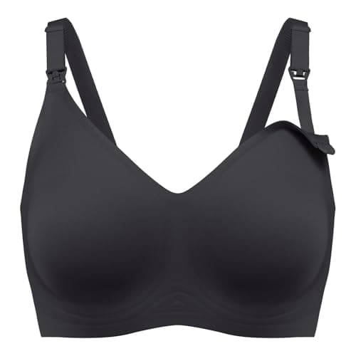 haakaa Nursing Bras for Breastfeeding Bras, Seamless Pregnancy Maternity Bra Wireless Classic Jelly Strip Support Nursing Bra (Black, M) - Image 1