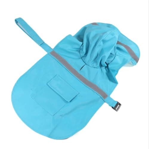 NACOCO Large Dog Raincoat Adjustable Pet Water Proof Clothes Lightweight Rain Jacket Poncho Hoodies with Strip Reflective (M, Lake Blue) - Thumbnail 2
