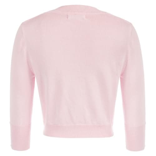 Belle Poque Womens Petite 3/4 Sleeve Bolero Shrug Open Front Knit Cropped Cardigan(Light Pink S) - Thumbnail 4