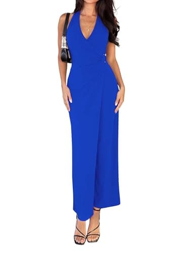 PRETTYGARDEN Halter Dresses for Women 2026 Elegant Classy Spring V Neck Tie Backless Summer Wedding Guest Cocktail Midi Dress(Royal Blue,X-Large) - Image 1